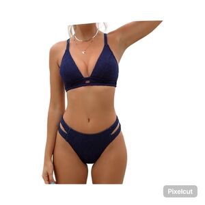 NWOT Size Medium Cupshe Blue Bikini Set